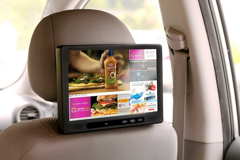 Quảng cáo trên màn hình LCD sau lưng ghế taxi