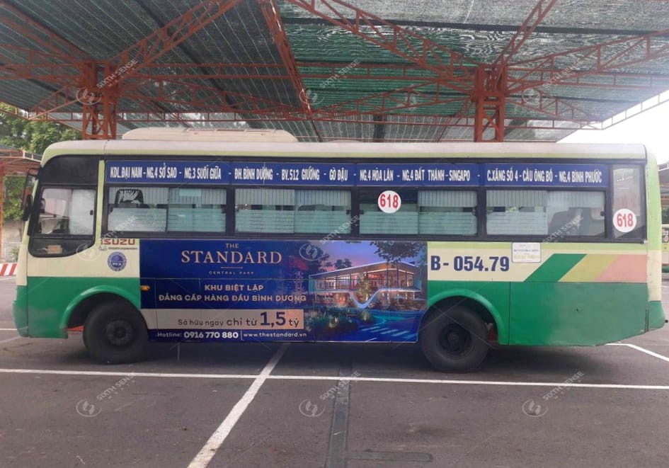 An Gia quảng cáo trên xe bus tuyến 618 Bình Dương - Hồ Chí Minh