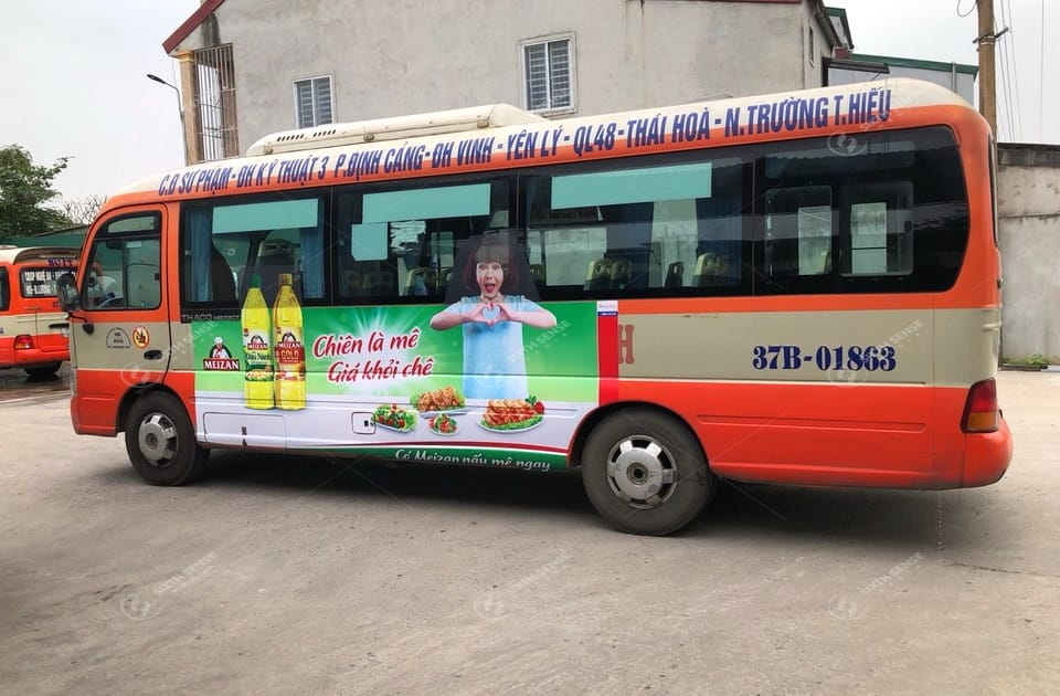 Meizan quảng cáo trên xe bus Nghệ An