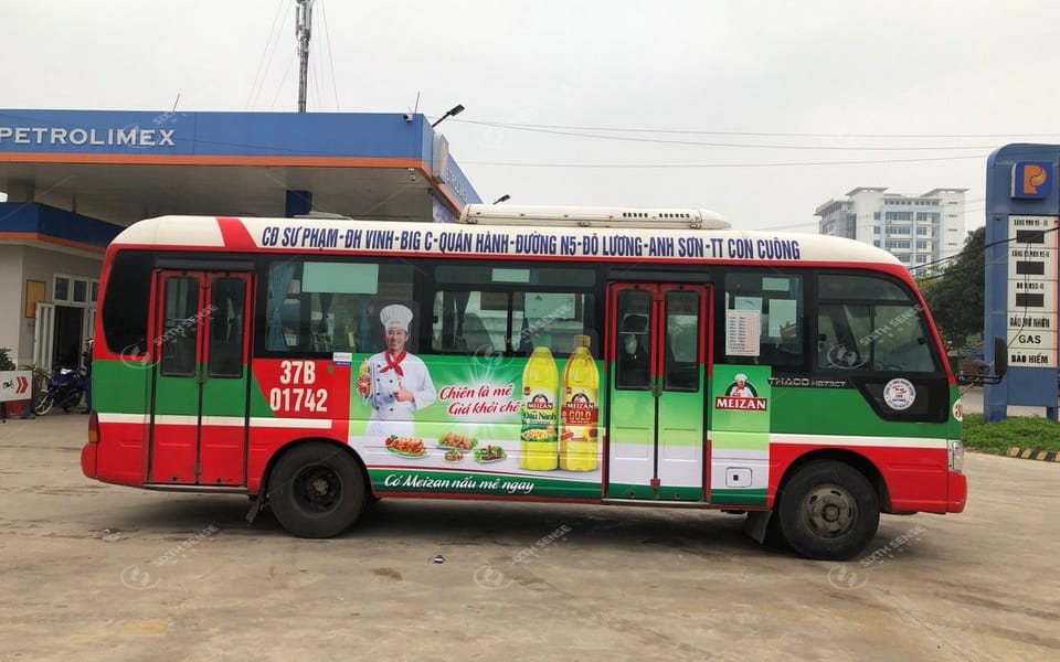 Meizan quảng cáo trên xe bus Nghệ An