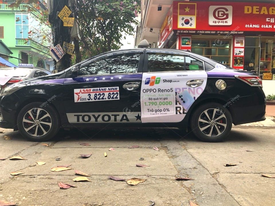 FPT Shop quảng cáo trên xe taxi Sao Quảng Ninh