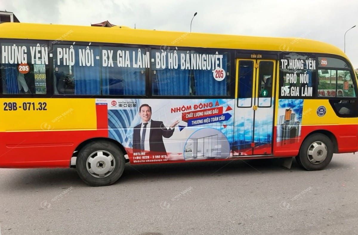Nhôm Đông Á quảng cáo trên xe bus Hưng Yên