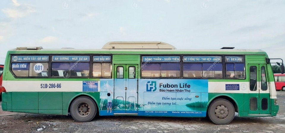 Bảo hiểm Fubon Life quảng cáo trên xe bus Đồng Nai