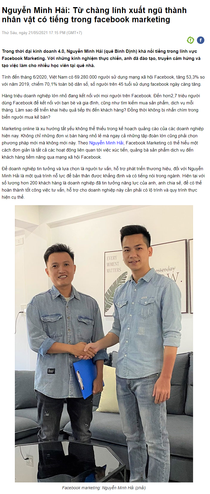 PR thương hiệu cá nhân Nguyễn Minh Hải trên báo 24h.com.vn