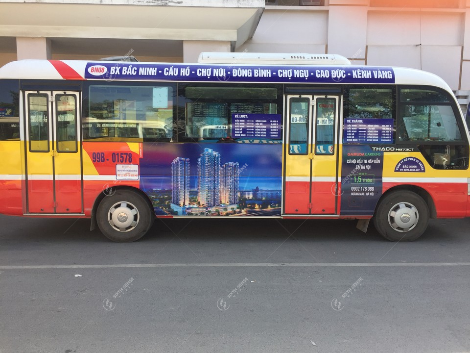 Khu đô thị Gamuda Gardens quảng cáo trên xe bus tại Bắc Ninh