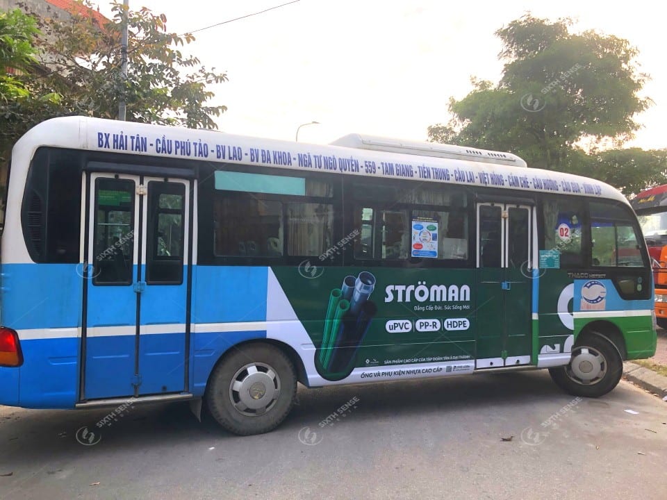 Ống nhựa Stroman quảng cáo trên xe bus Hải Dương