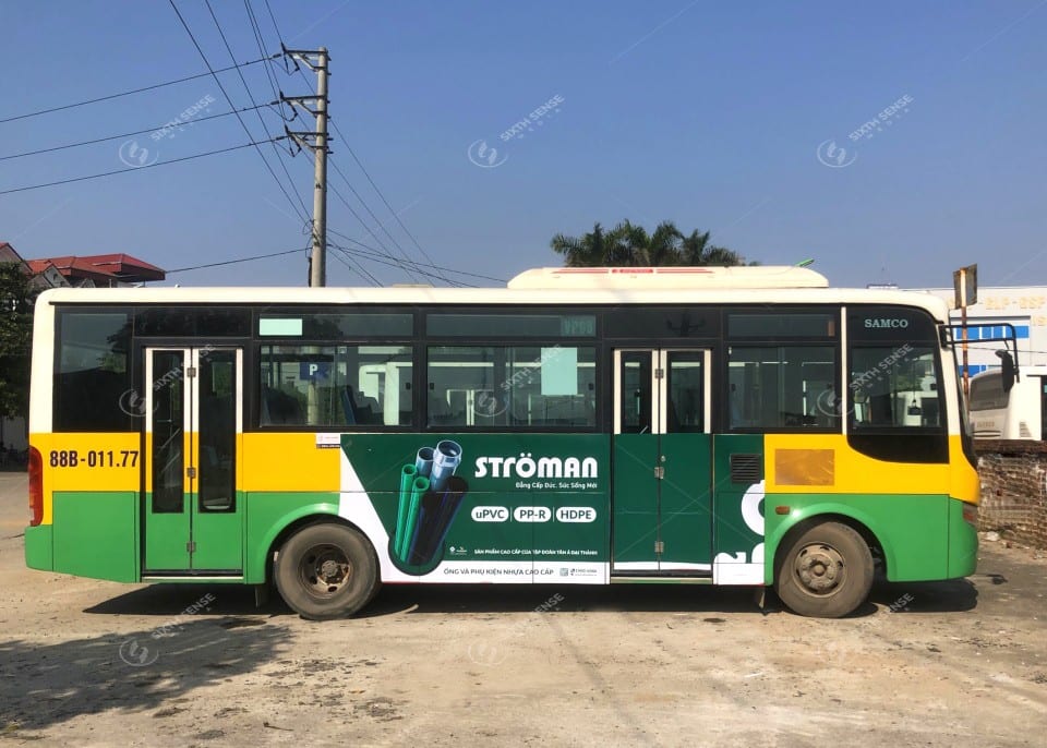 Ống nhựa Stroman quảng cáo trên xe bus Vĩnh Phúc