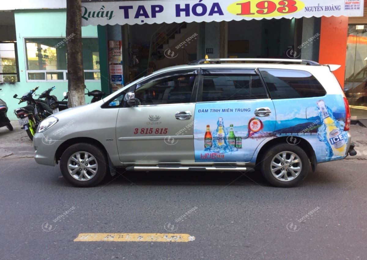 Huda quảng cáo trên taxi Datranco