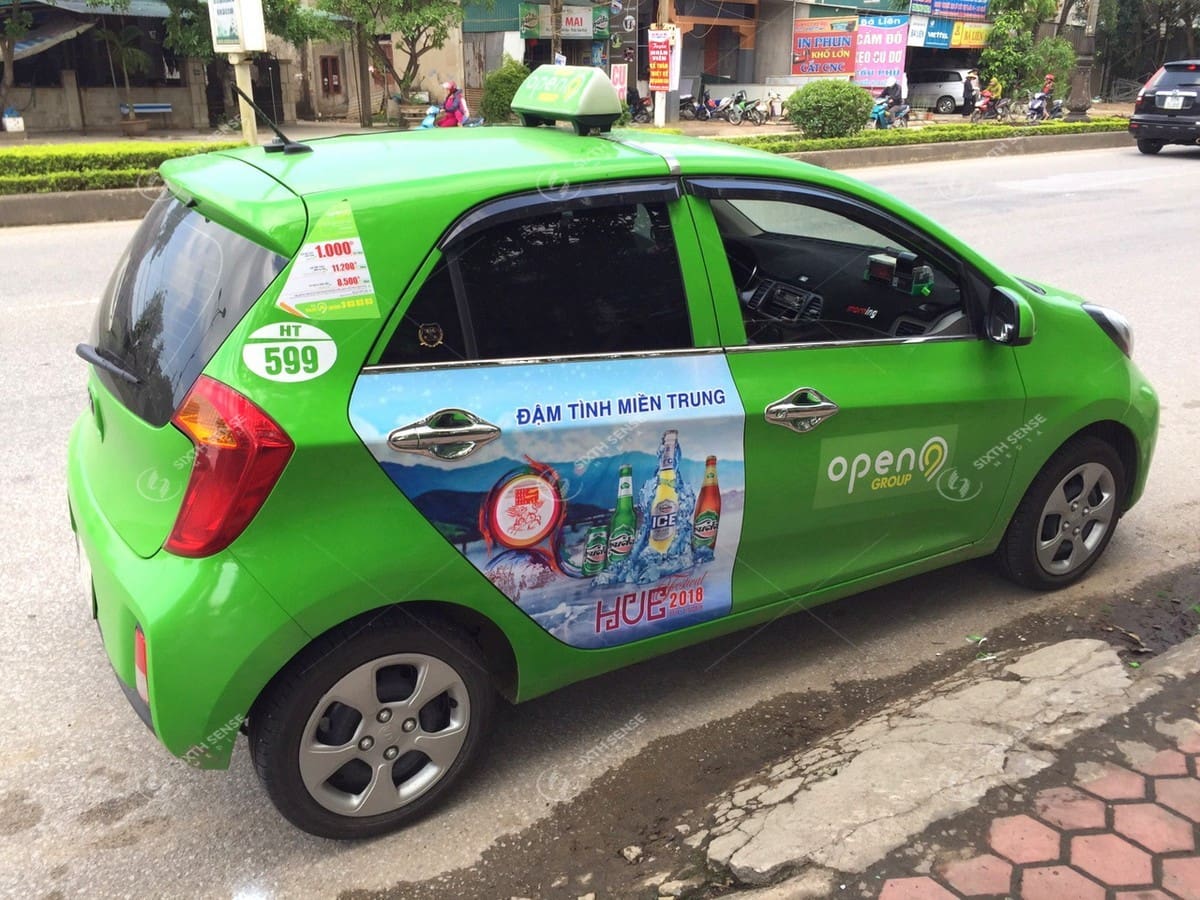 Huda quảng cáo trên taxi Open99 Hà Tĩnh