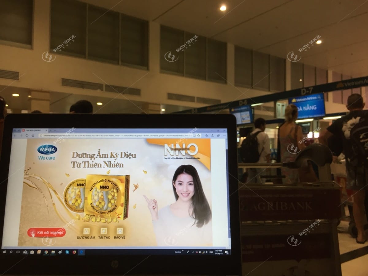 Quảng cáo wifi marketing tại sân bay cho Viên dưỡng da NNO