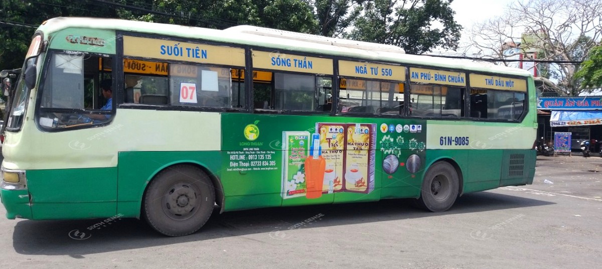 Long Thuận quảng cáo trên xe buýt liên tỉnh Bình Dương – TPHCM