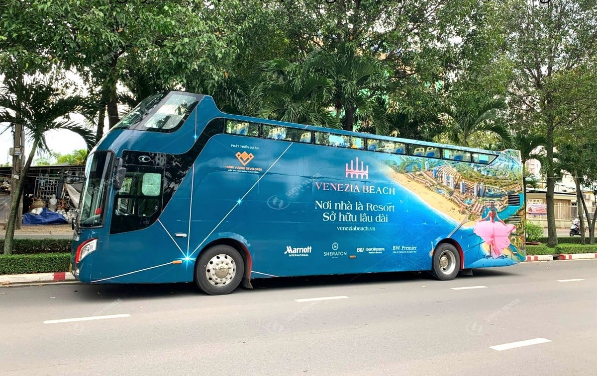 Roadshow xe bus 2 tầng giới thiệu dự án Venezia Beach Hồ Tràm tại Biên Hòa