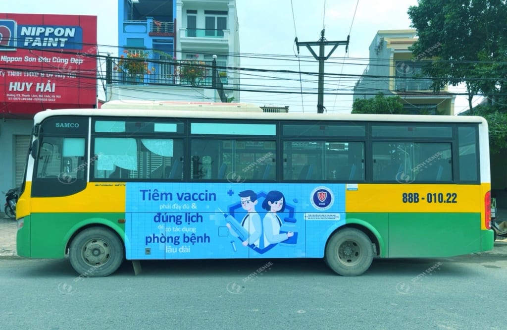 Quảng cáo xe bus tại Vĩnh Phúc tuyên truyền tiêm Vaccin cho trẻ em