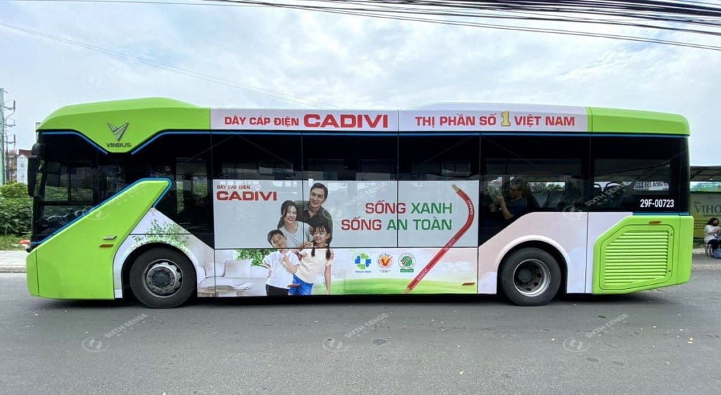 Quảng cáo cáp điện Cadivi trên xe VinBus