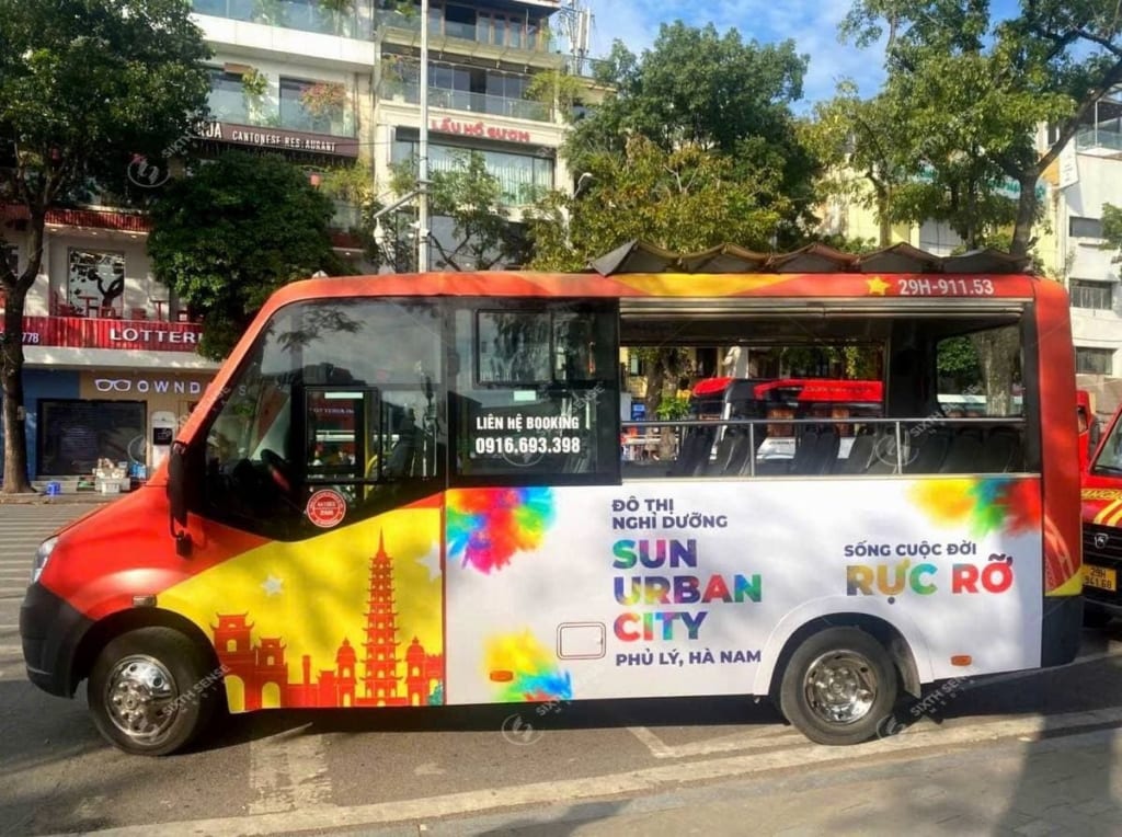 Quảng cáo trên xe bus City Tour 03 về dự án Sun Urban City