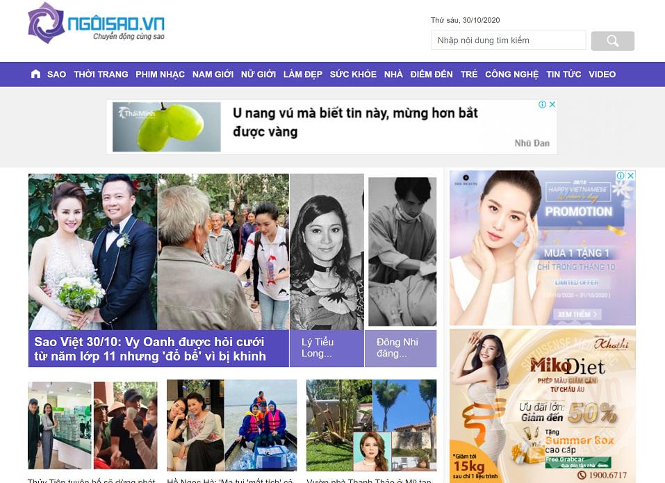 Báo giá quảng cáo Ngoisao.vn – Sixth Sense Media