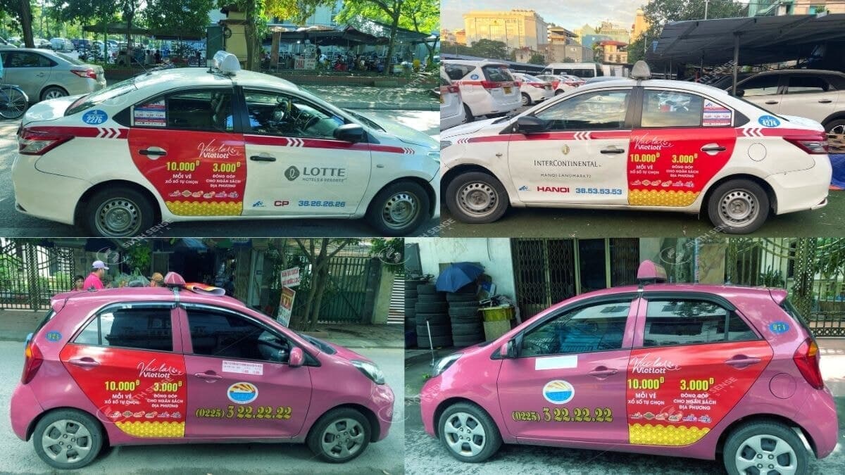 Dự Án Dán Quảng Cáo Trên Xe Taxi Cho Vietlott