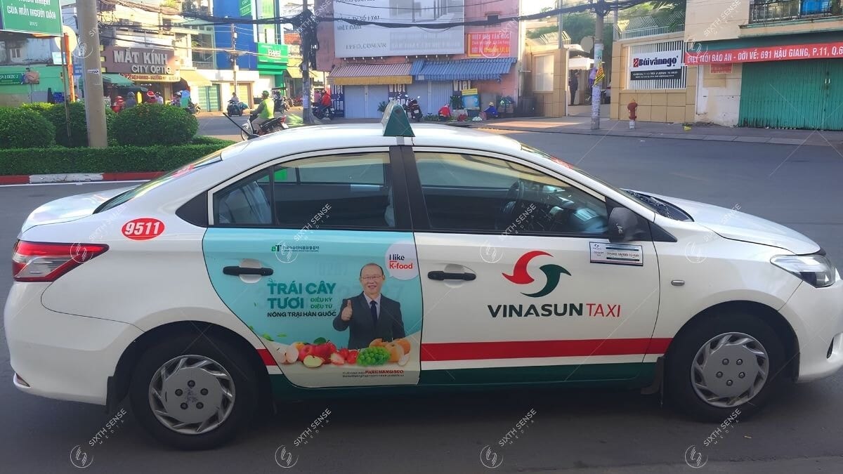 Quảng Cáo Trên Xe Taxi Vinasun Cho Nhãn Hàng K-Food