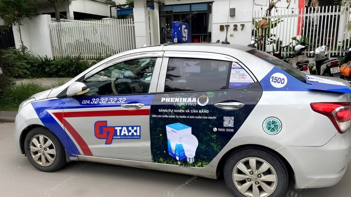 Dự Án Quảng Cáo Trên Xe Taxi Tại Hà Nội Cho Thương Hiệu Đèn Led Phenikaa Lighting 2 