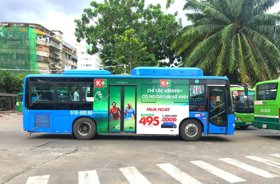 Truyền hình K+ quảng cáo trên xe buýt tại TPHCM