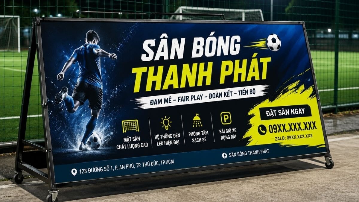 Các Loại Biển Quảng Cáo Sân Bóng Đá- Biển Chữ A Hoặc Biển Di Động 