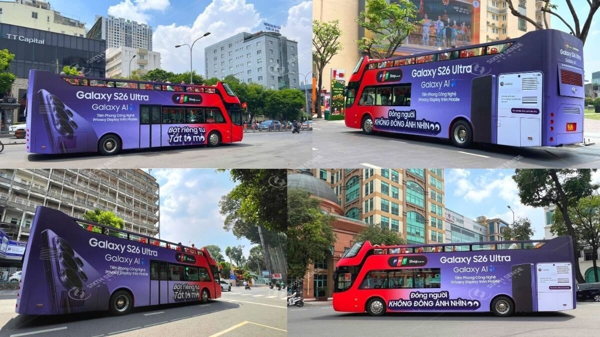 Quảng cáo Roadshow bus 2 tầng cho Samsung Galaxy S26 Ultra