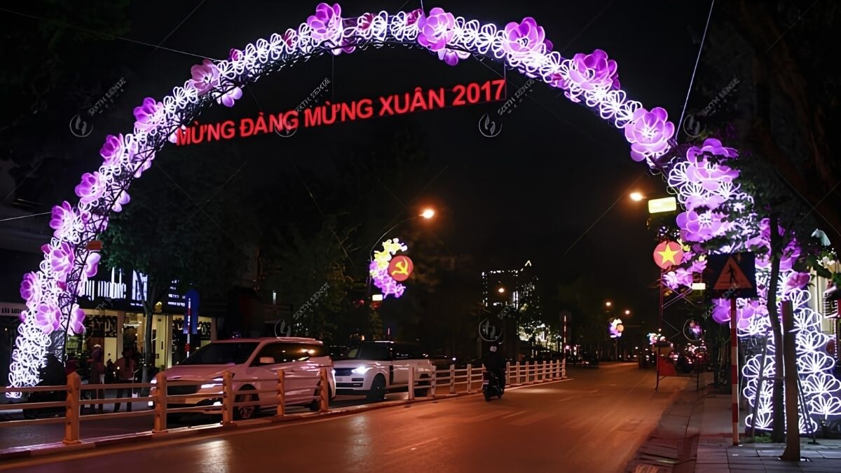 Các Hạng Mục Trang Trí Chiếu Sáng Đô Thị- Trang Trí Ngang Đường Và Cổng Chào Ánh Sáng 