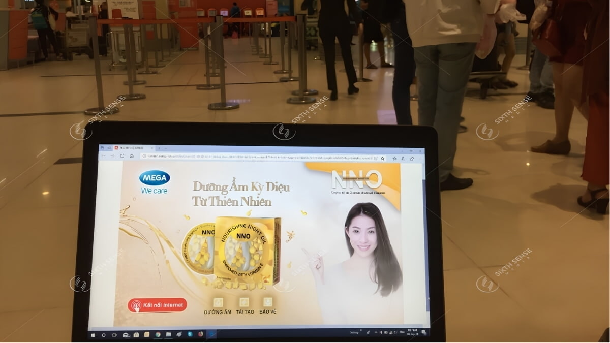 Chiến dịch quảng cáo wifi Marketing tại sân bay cho viên dưỡng da nno