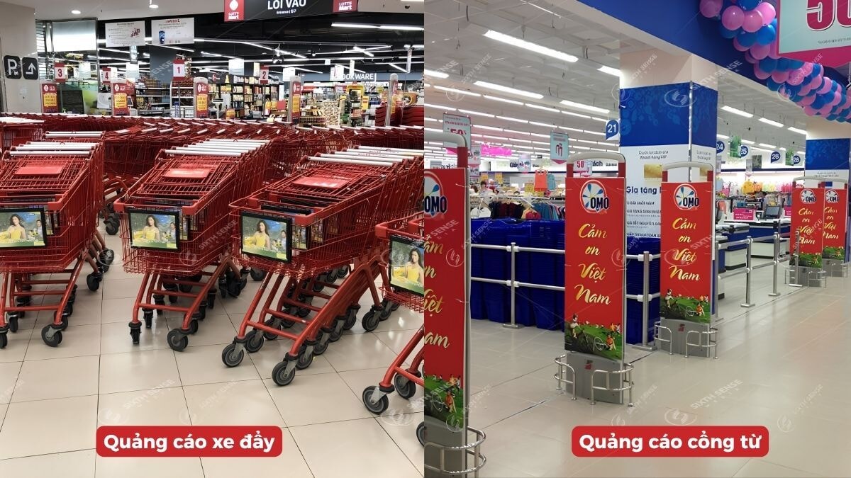 Quảng Cáo Trên Xe Đẩy Và Cổng Từ 